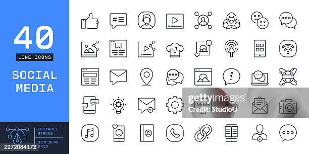 social media line icons - social media icons stock illustrations