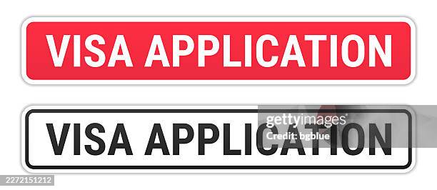visa application - red and black labels on white background - visa application stock illustrations