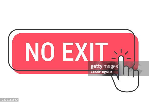 kein exit – klicke mit handcursor auf weißem hintergrund - drehknopf stock-grafiken, -clipart, -cartoons und -symbole