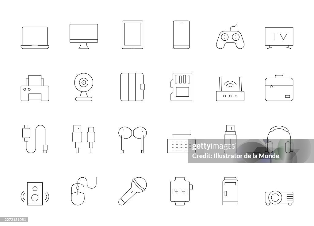 Computer Store Thin Line Icons