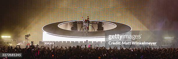 Subtronics and Oliver Tree perform at the Sahara Tent during the 2026 Coachella Valley Music and Arts Festival on April 19, 2026 in Indio, California.