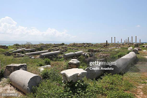 View of the historical artifacts, listed as a UNESCO World Heritage Site since 1984, after they were damaged in an Israeli attack targeting a house...