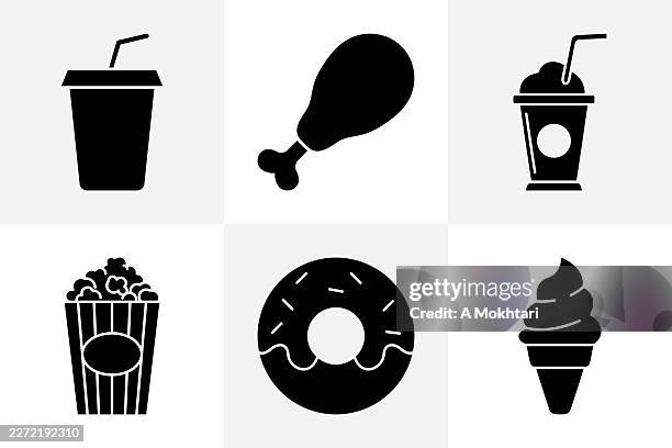 fast food icon assortment. - chocolate donuts stock illustrations