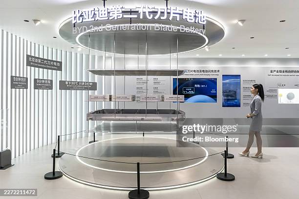 Co.'s second-generation blade battery system displayed at the Beijing Auto Show in Beijing, China, on Friday, April 24, 2026. China's premier...