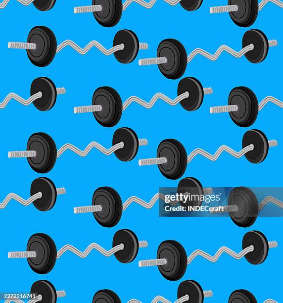 ez curl bar gym seamless pattern - dips exercise stock illustrations