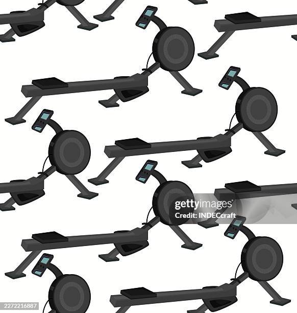 rowing machine gym seamless pattern - dips exercise stock illustrations