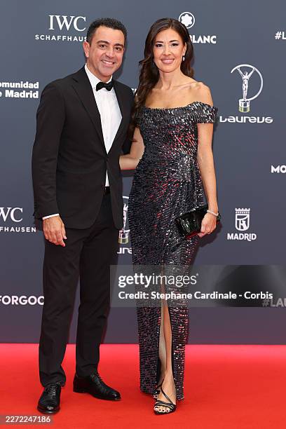 Spanish footballer Xavi Hernández and Núria Cunillera attend the Laureus World Sports Awards 2026 at Cibeles Palace on April 20, 2026 in Madrid,...