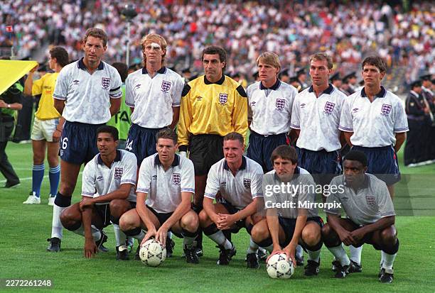 England versus West Germany - Semi-Final Stadio delle Alpi Stadium in Turin Italia 90 FIFA World Cup - 4th July 1990 Back row Terry Butcher, Mark...