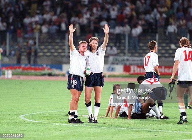 England versus West Germany - Semi-Final Stadio delle Alpi Stadium in Turin Italia 90 FIFA World Cup - 4th July 1990 Paul Gascoigne and Chris Waddle.