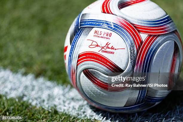 Detailed view of a MLS Pro Official Match Ball prior to an MLS match between the Colorado Rapids and Inter Miami CF at Empower Field At Mile High on...