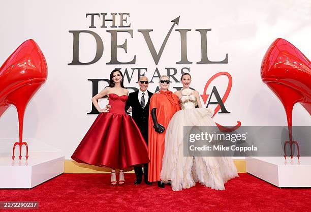 Anne Hathaway, Stanley Tucci, Meryl Streep and Emily Blunt attend the world premiere of The Devil Wears Prada 2 at Lincoln Center in New York, New...