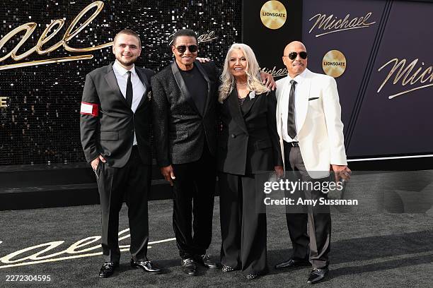 Jackie Jackson, Prince Jackson, Suzanne de Passe and Marlon Jackson attend the premiere of Lionsgate's "Michael" at Dolby Theatre on April 20, 2026...