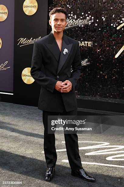 Jaafar Jackson attends the premiere of Lionsgate's "Michael" at Dolby Theatre on April 20, 2026 in Hollywood, California.