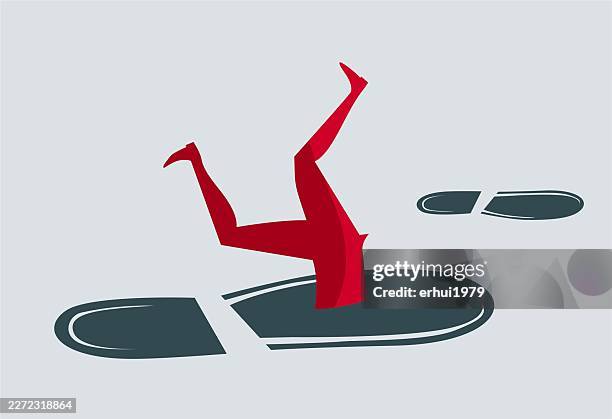 business failure and setbacks - falling down stairs stock illustrations