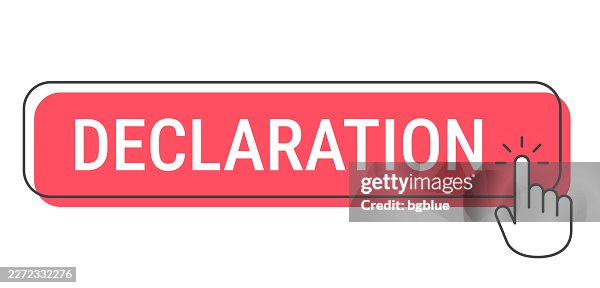 Declaration - Click button with hand cursor on white background Declaration - Click button with hand cursor on white background