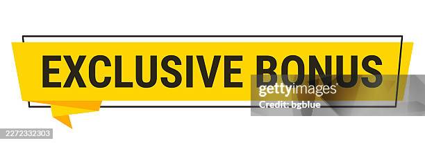 exclusive bonus - yellow speech bubble on white background - bonus extra concept stock illustrations