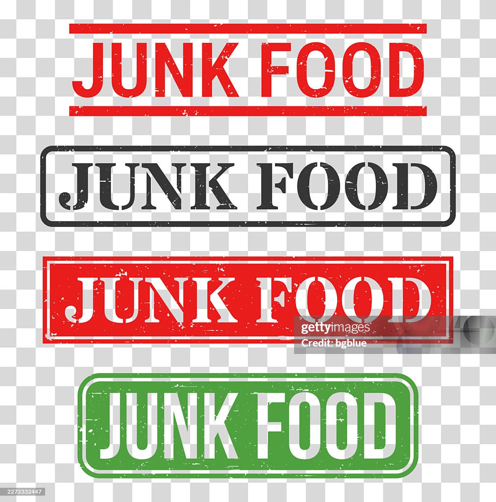 Junk Food - Rubber stamp set on blank background