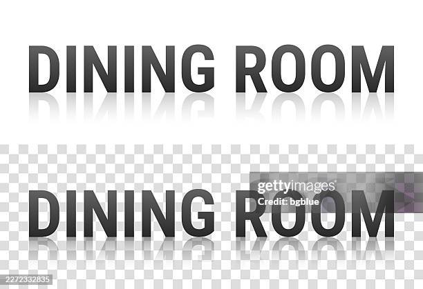 dining room - text with reflection on transparent background - empty dining table stock illustrations