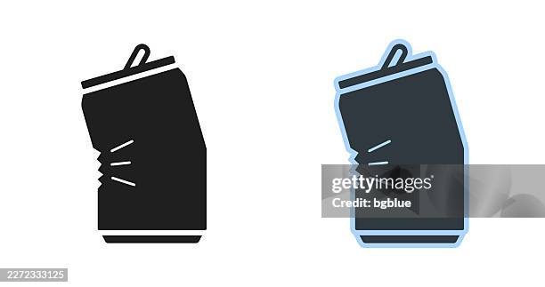 crushed can. icons for design - editable icon - garbage can stock illustrations