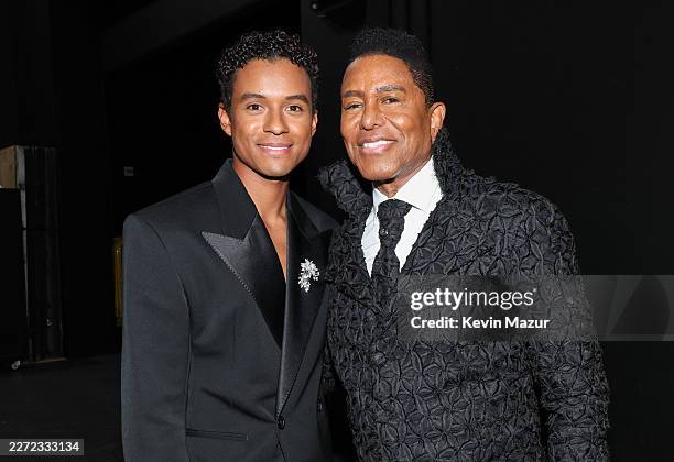 Jaafar Jackson and Jermaine Jackson attend Lionsgate's "Michael" Los Angeles premiere after party at Hollywood Roosevelt Hotel on April 20, 2026 in...