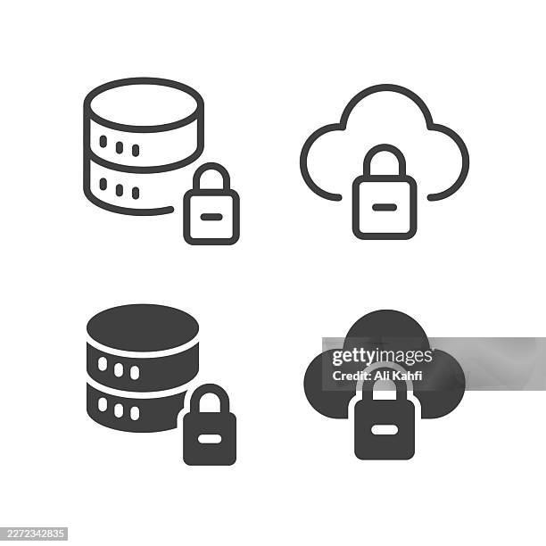 database security icon. solid and line simple icon series - case closed stock illustrations