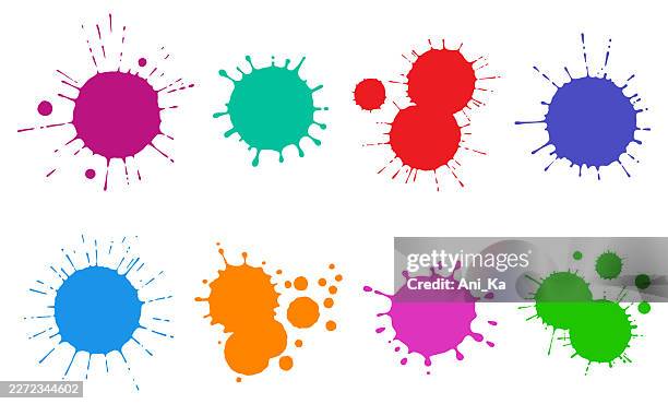 colorful grunge ink blots - colour splash stock illustrations