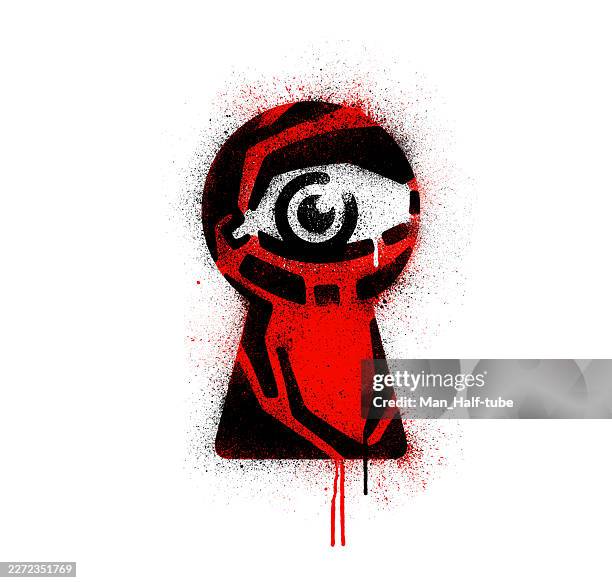 eye in a keyhole, spying symbol - communism stock illustrations