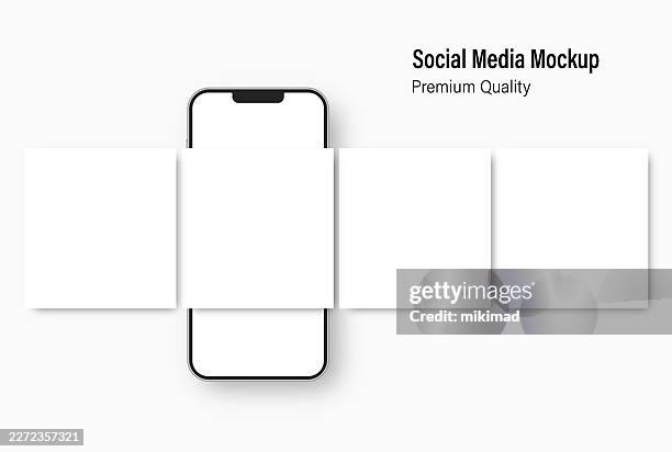 social media carousel phone mockup. social media carousel post template mockup. vector illustration, eps 10. - billboard mockup stock illustrations