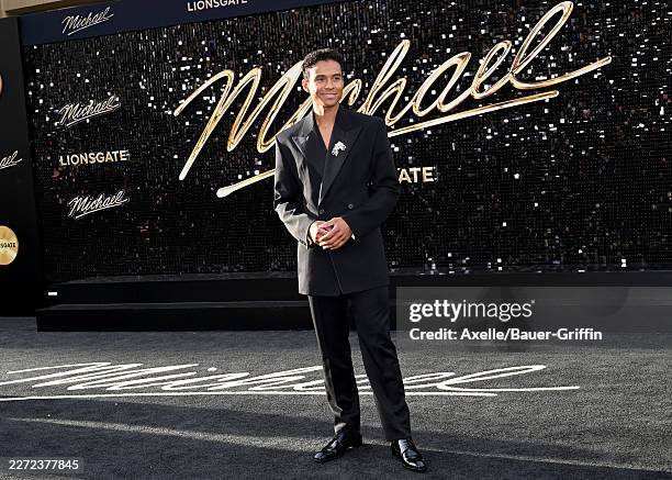 Jaafar Jackson attends the Premiere of Lionsgate's "Michael" at Dolby Theatre on April 20, 2026 in Hollywood, California.