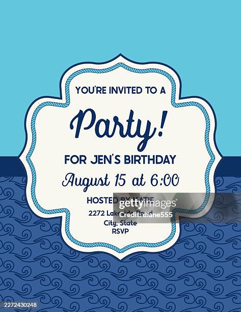 nautical theme summer party invitation template - nautical invitation stock illustrations