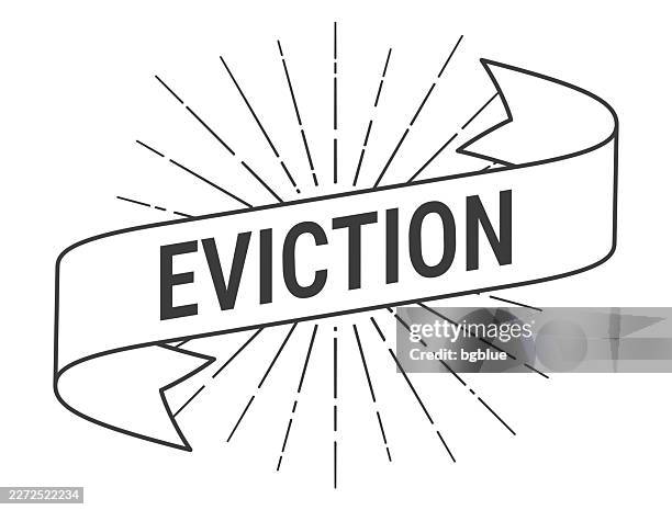eviction - banner with sunbursts on white background - eviction stock illustrations