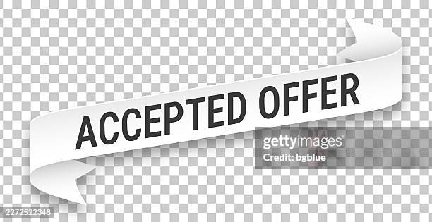 accepted offer - 3d banner on transparent background - acceptance letter stock illustrations
