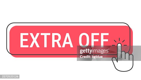 Extra Off - Click button with hand cursor on white background Extra Off - Click button with hand cursor on white background