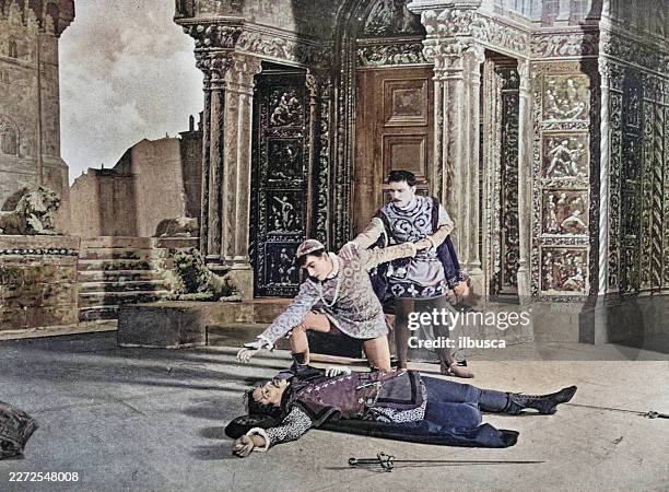 romeo and juliet (play) - fame background stock illustrations