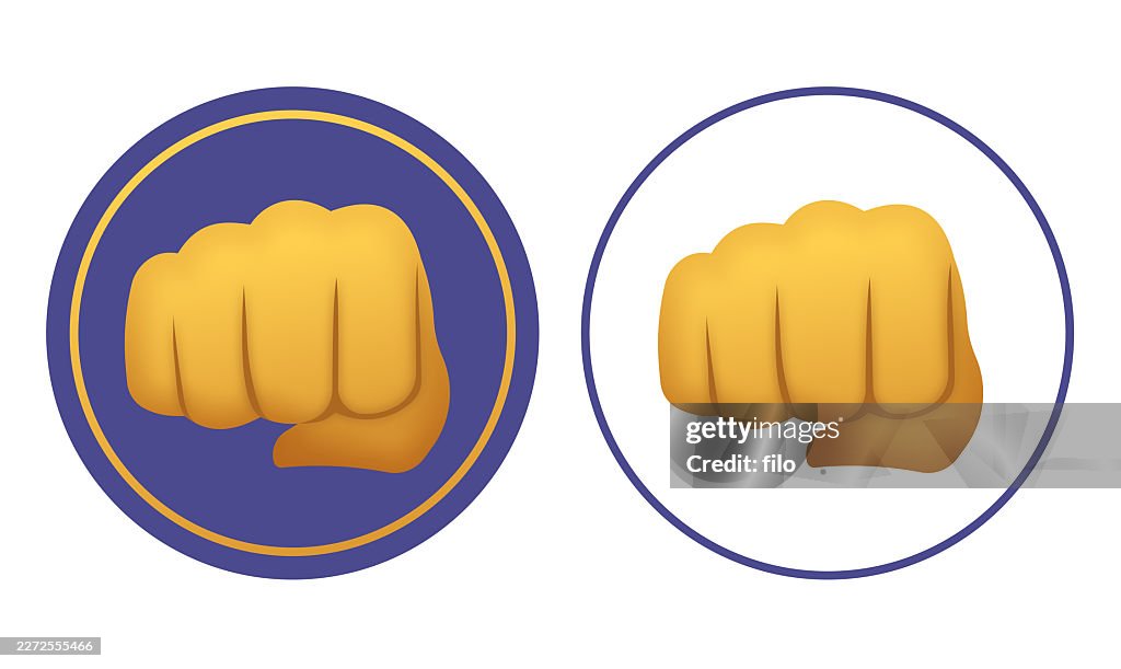Fist Symbol Icon Circle Design Element