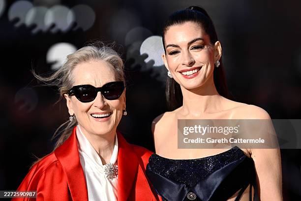 Meryl Streep and Anne Hathaway attend "The Devil Wears Prada 2" European Premiere inside Leicester Square on April 22, 2026 in London, England.