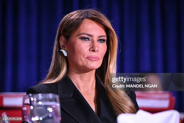 First Lady Melania Trump attends the White House Correspondents' dinner at the Washington Hilton in Washington, DC, on April 25, 2026. President...