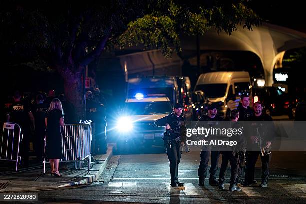 Members of the U.S. Secret Service Uniformed Division block off a street outside of the Washington Hilton after the White House Correspondents...