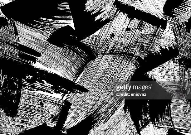 seamless black and white abstract brushstroke textured wallpaper background - paint stroke background stock illustrations