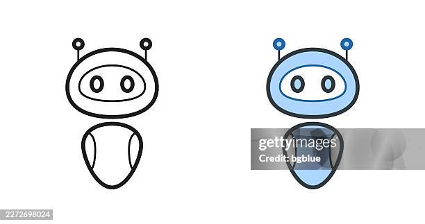 bot - robot. icons for design - editable stroke icon - smart assistant stock illustrations
