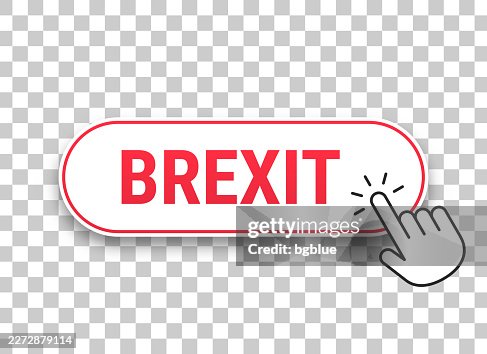 Brexit - 3D click web button with hand cursor on blank background Brexit - 3D click web button with hand cursor on blank background