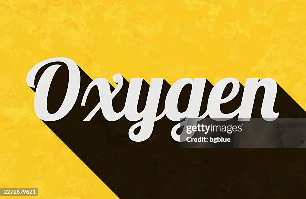 oxygen - text with long shadow on textured yellow background - hemoglobin oxygen stock illustrations