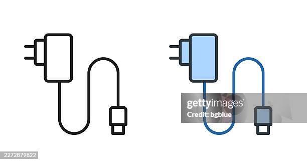 illustrations, cliparts, dessins animés et icônes de chargeur de téléphone portable. icônes pour le design - icône de trait modifiable - prise électrique