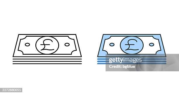 pound banknotes. icons for design - editable stroke icon - pound note white background stock illustrations