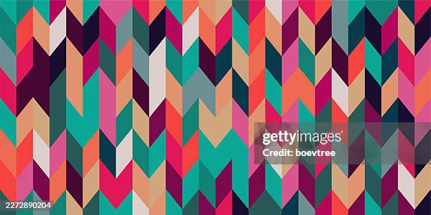 colorful geometric herringbone seamless pattern - zigzag stock illustrations