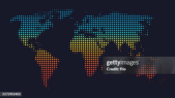 climate change heat summer world map dot gradient halftone background - northern hemisphere stock illustrations