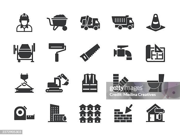 construction icons - glyph solid series icon - construction icon stock illustrations