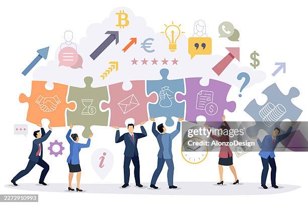 building success through teamwork - project execution stock illustrations