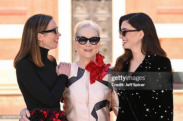 Emily Blunt, Meryl Streep and Anne Hathaway attend the UK Photocall of 20th Century Studios' 'The Devil Wears Prada 2' at the V&A South Kensington,...