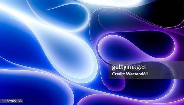 neon abstract 3d waves and curves with glowing gradient light - visual effects studio stock illustrations